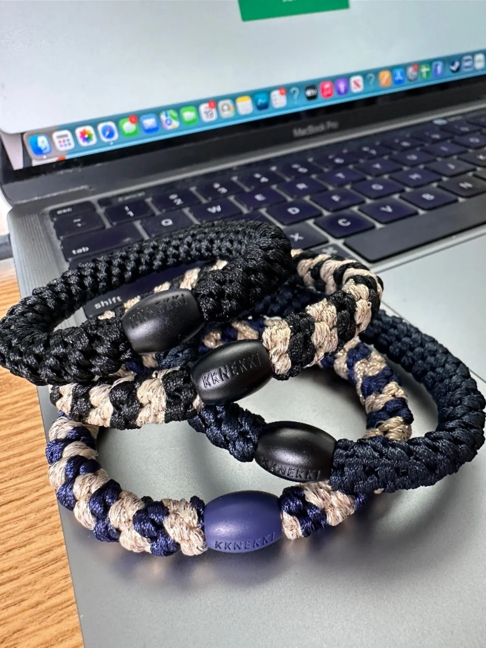 NWT 4-Bundle KKNEKKI Authentic Original Hair Ties Elastics Classic Black & Blue